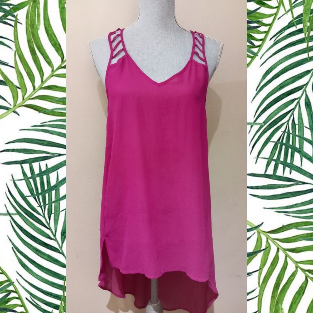 Lush ~ Fuchsia Hi-Low Sheer Cover Up